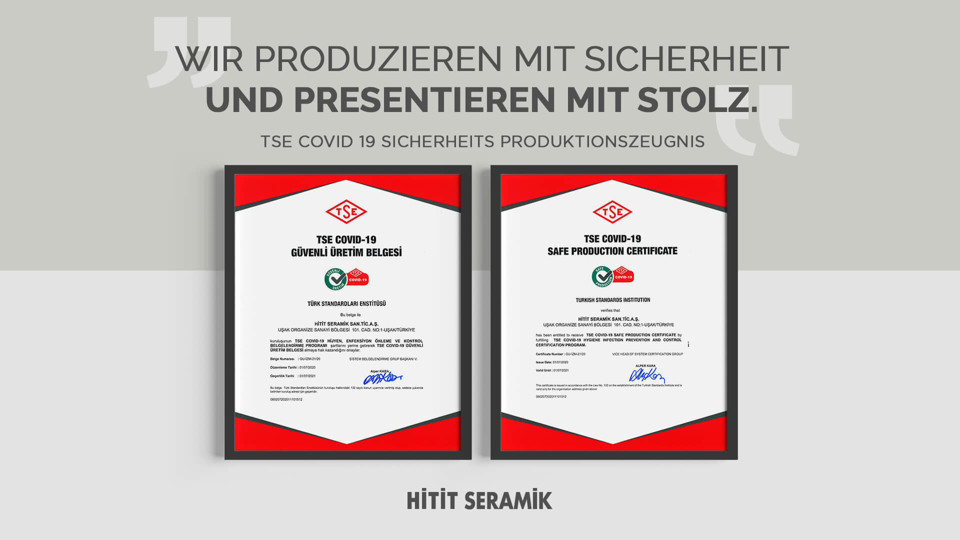 TSE COVID-19-Zertifikat für sichere Produktion